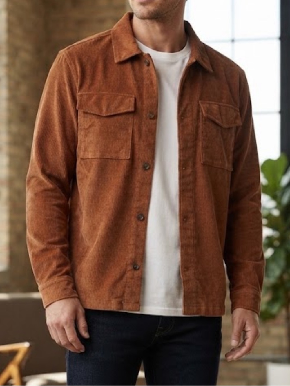 Rodd & Gunn Lightweight Corduroy Chore Shirt Men's Medium Brown Workwear